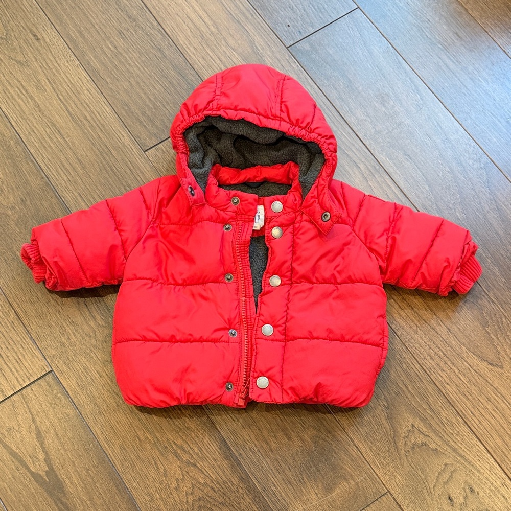Baby Gap Red Hooded Puffer Jacket Size 2T C17-020